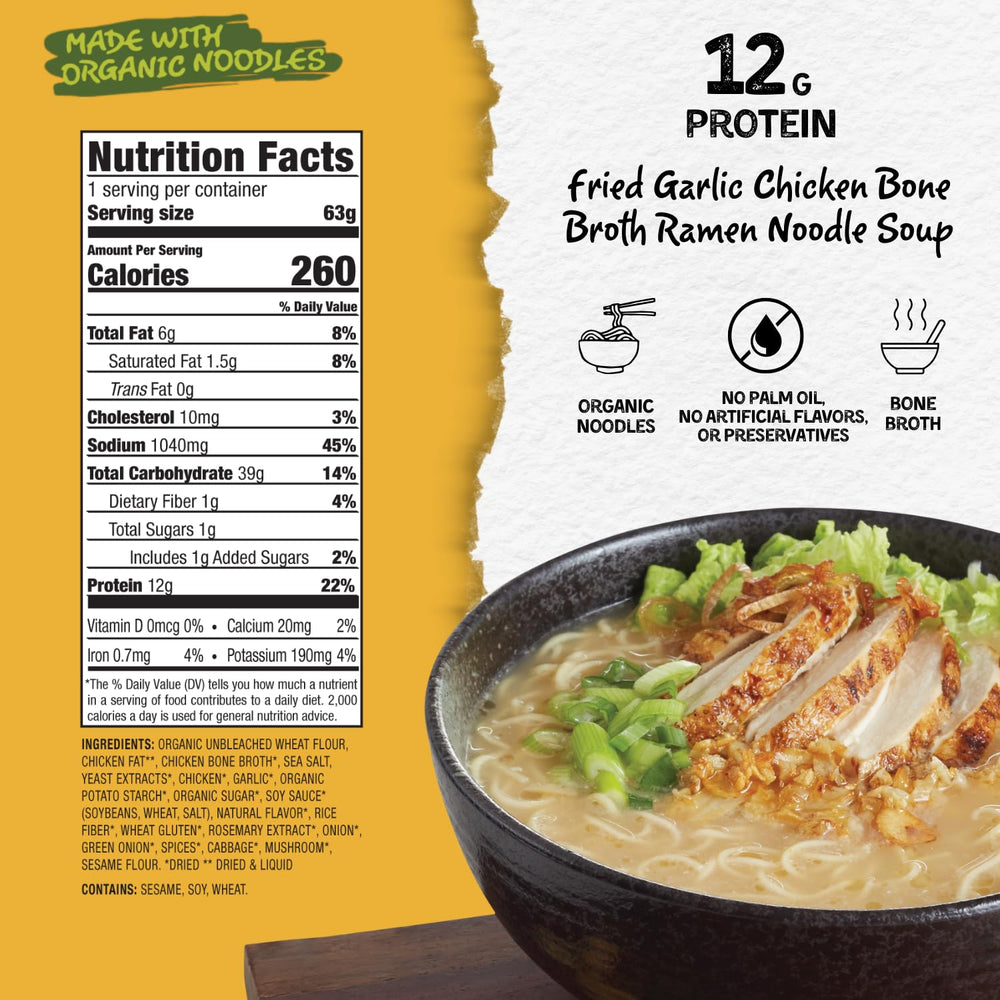 Mike's Mighty Good bone broth ramen—rich, slow-simmered broth in a bowl.
