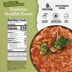 Mike’s Mighty Vegetarian Vegetable Ramen Cup steamed noodles visible, emphasizing protein-packed comfort.
