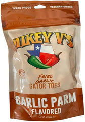 Mikey V's Garlic Parmesan Gator Toes in a bag front, perfect snack on the go