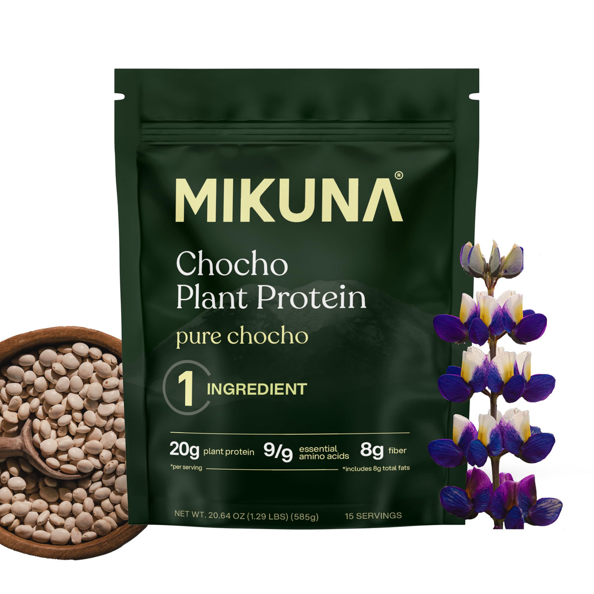 Mikuna Pure Chocho protein powder jar for smoothies and a clean plant protein source