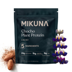 Mikuna vegan protein powder cacao jar—premium plant-based protein for shakes and bowls