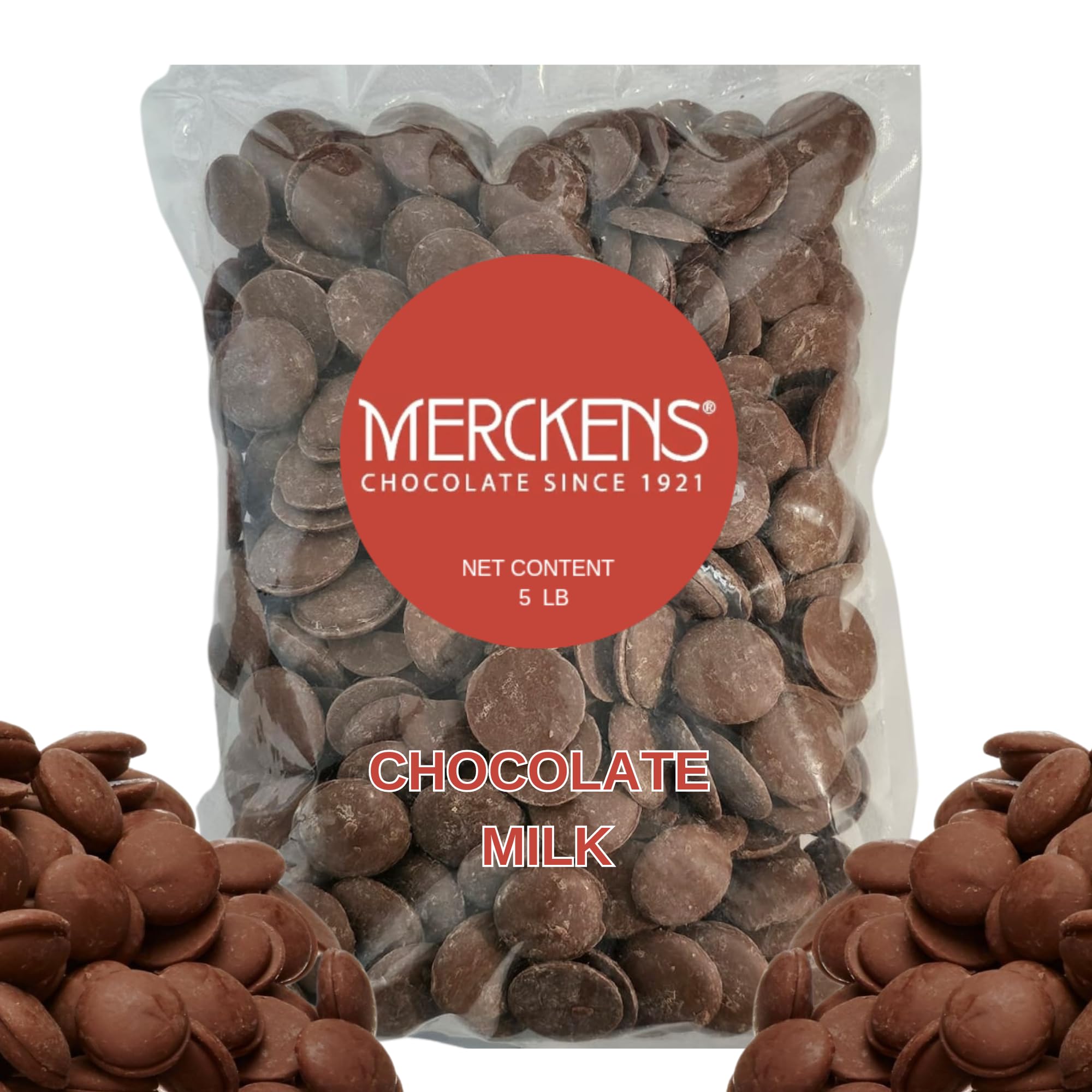 Milk Chocolate Melting Wafers bulk-packaged for easy melting and versatile baking uses.