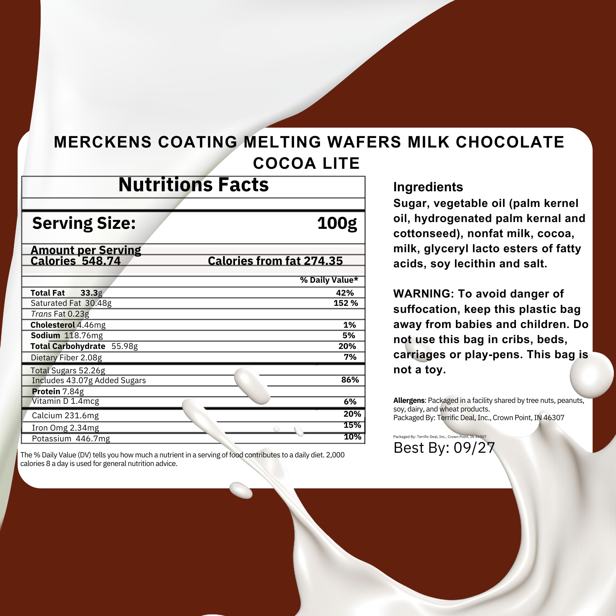 Milk Chocolate Melting Wafers for dipping fruits with glossy finish.