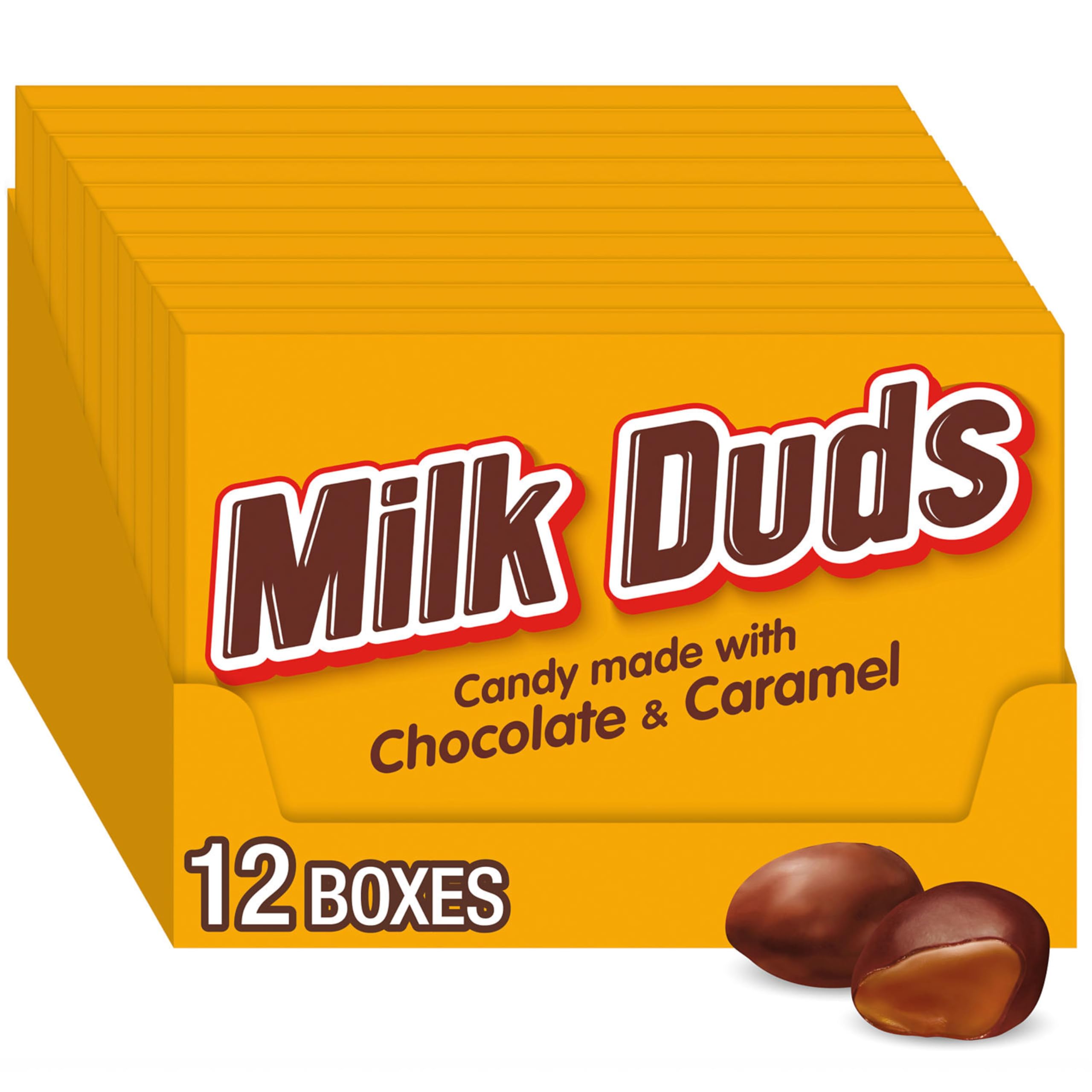 Milk Duds 12-box bundle front view, convenient movie-night snack for sharing