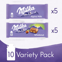 Milka 10-bar variety pack displayed, ready for gatherings.