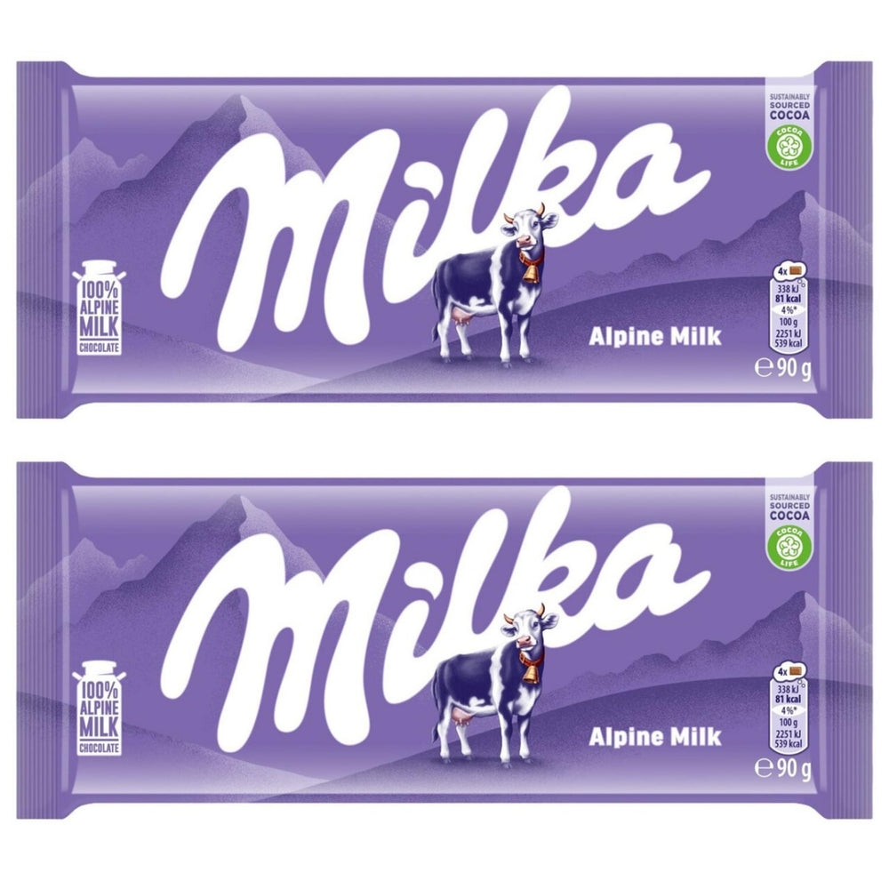 Milka Alpenmilch 2-pack front view, ideal for sharing
