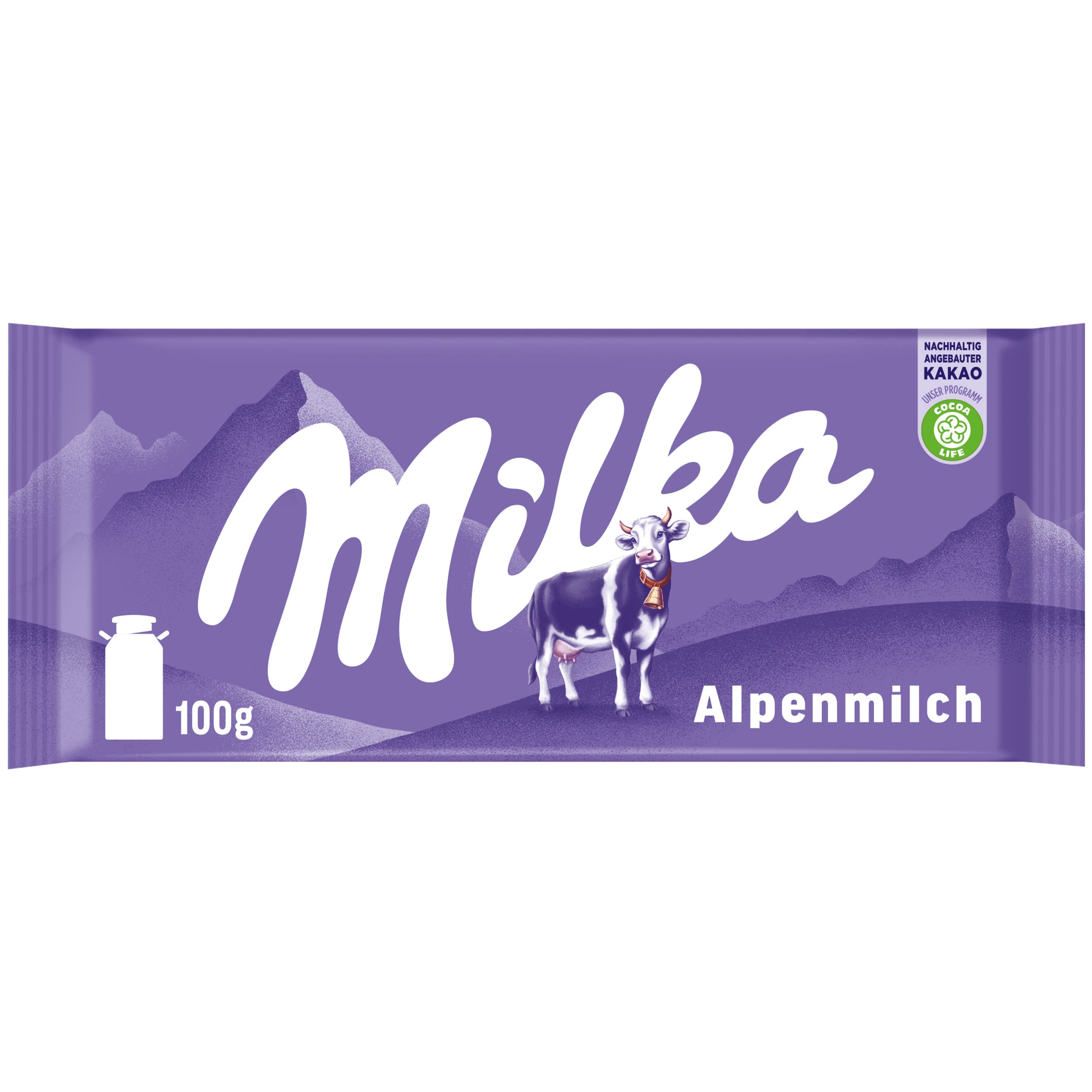 Milka Alpenmilch bar melting on a plate, highlighting creamy texture.
