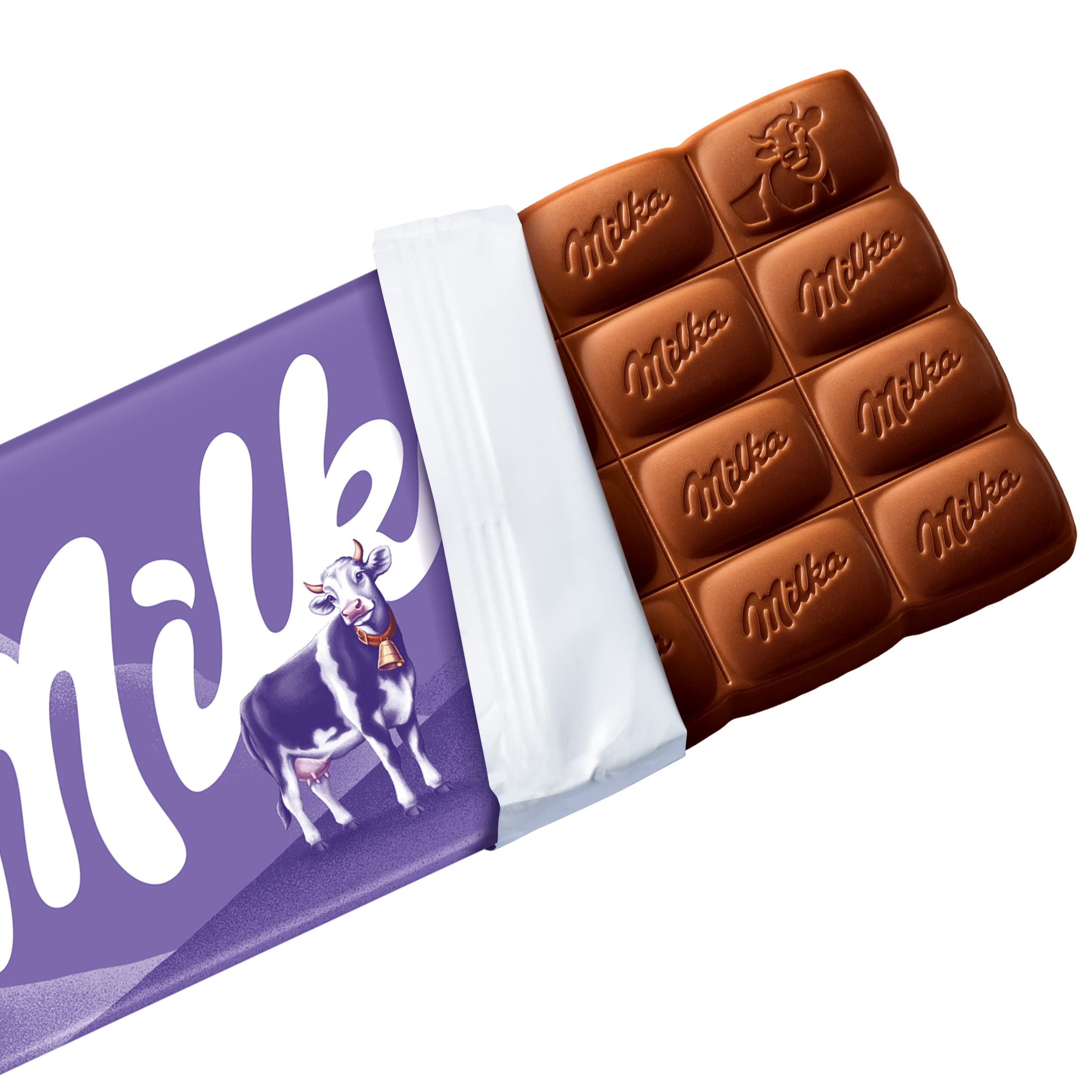 Milka Alpenmilch bar slices ready for a quick snack.