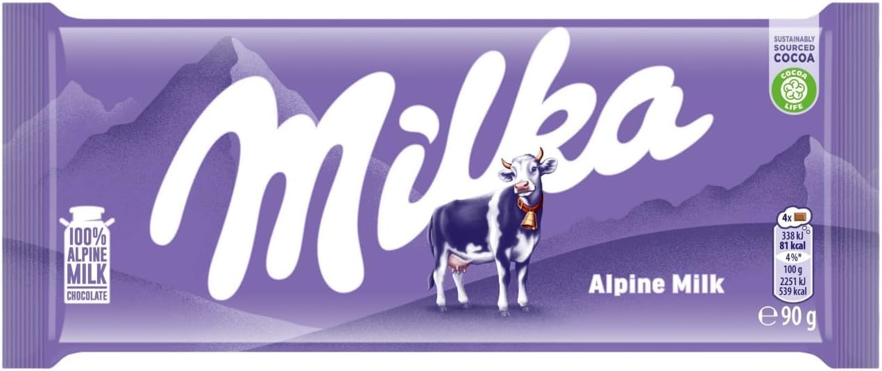 Milka Alpine Milk Chocolate 3x100g pack, perfect for sharing with friends.