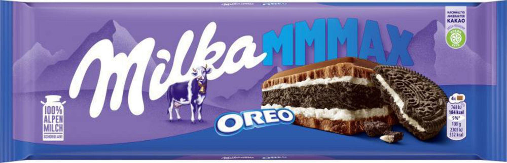 Milka Chocolate Oreo 300g front packaging with lilac branding and Milka Cow.