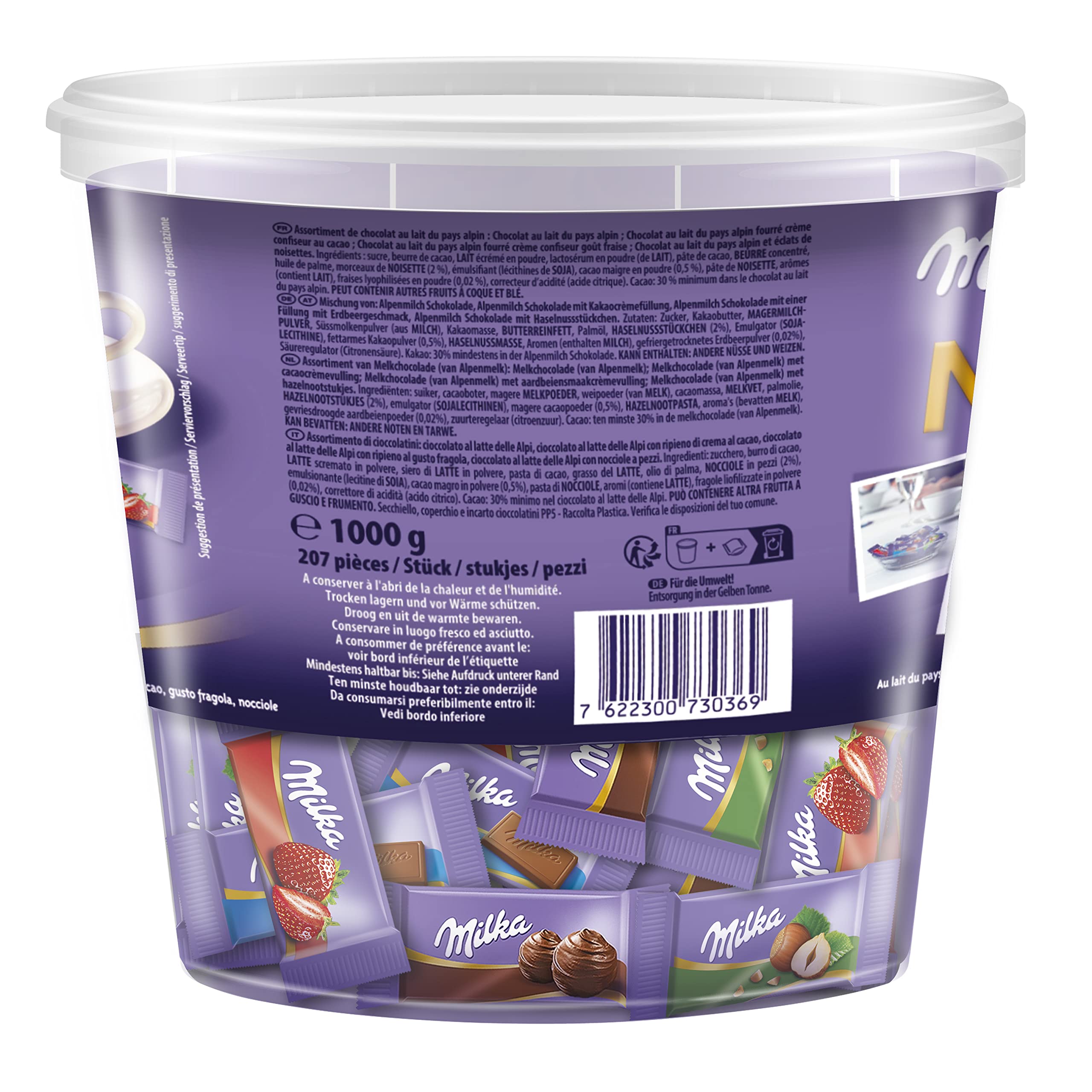 Milka Naps Mix Dose chocolate pieces display assorted flavors for quick breaks