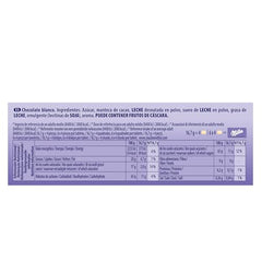 Milka White Chocolate 90g on plate showcases creamy texture ideal for snacking.