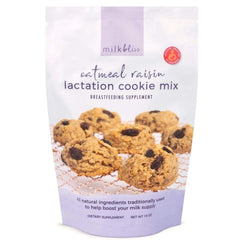 MilkBliss Lactation Cookies pack front showing convenient nursing snack.