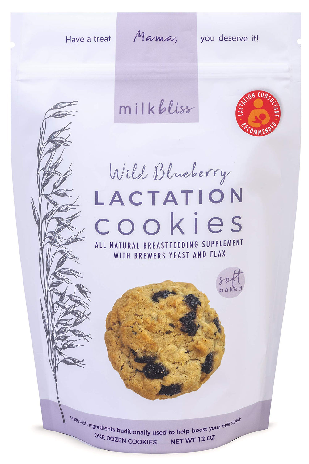 MilkBliss Wild Blueberry cookies on plate showing delicious lactation-friendly snacks.
