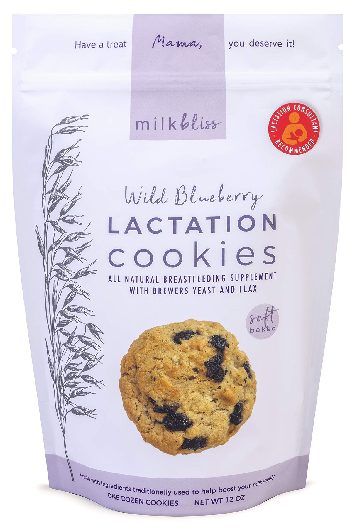 MilkBliss Wild Blueberry cookies on plate showing delicious lactation-friendly snacks.