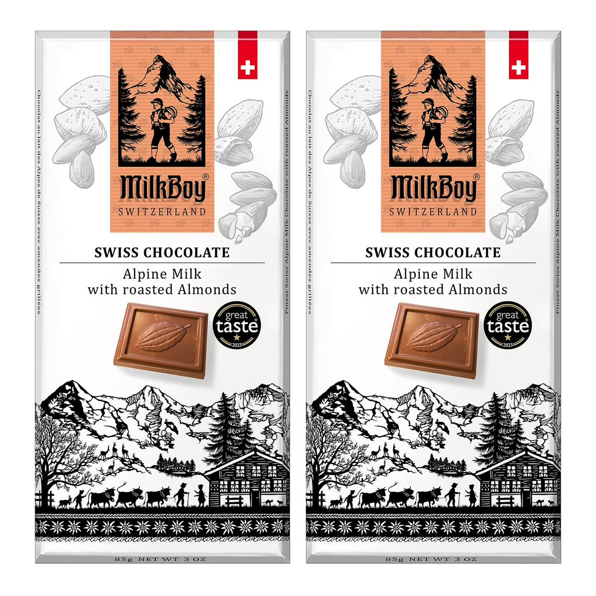 Milkboy Almond Chocolate Bars cover showcasing premium gift packaging