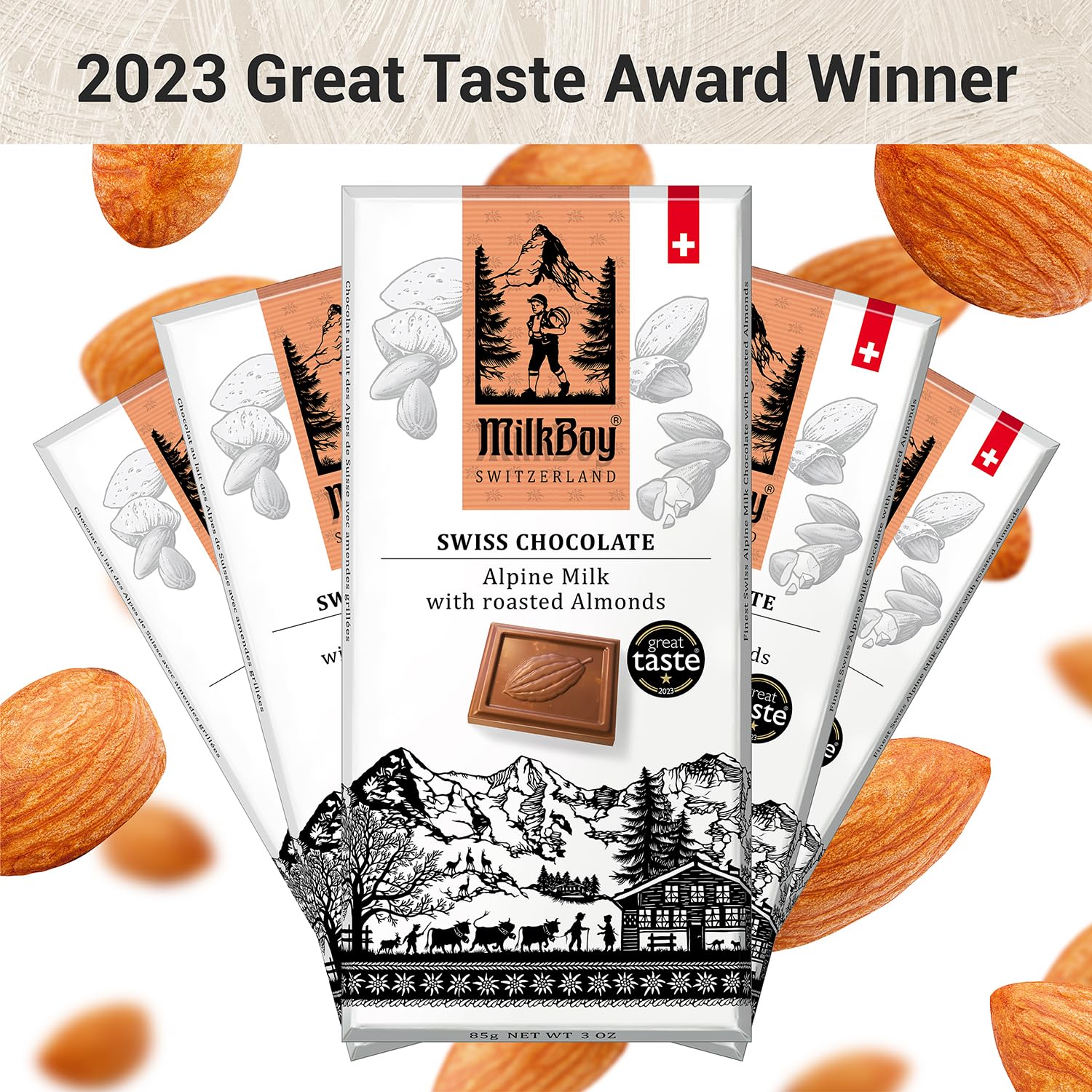 Milkboy almonds crunch detail emphasizing roasted almond texture