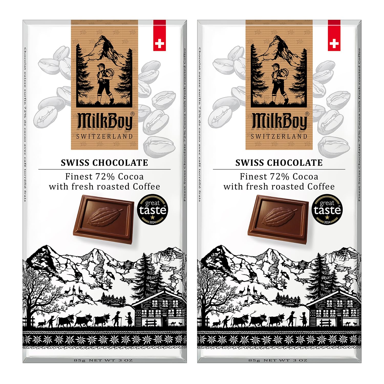 MilkBoy dark coffee 72% bar showing bold aroma, ideal for coffee lovers