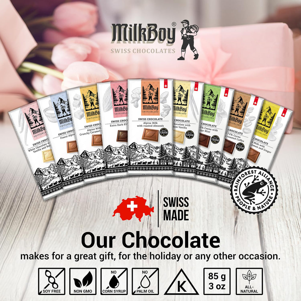 MilkBoy gift-ready chocolate bars in elegant packaging