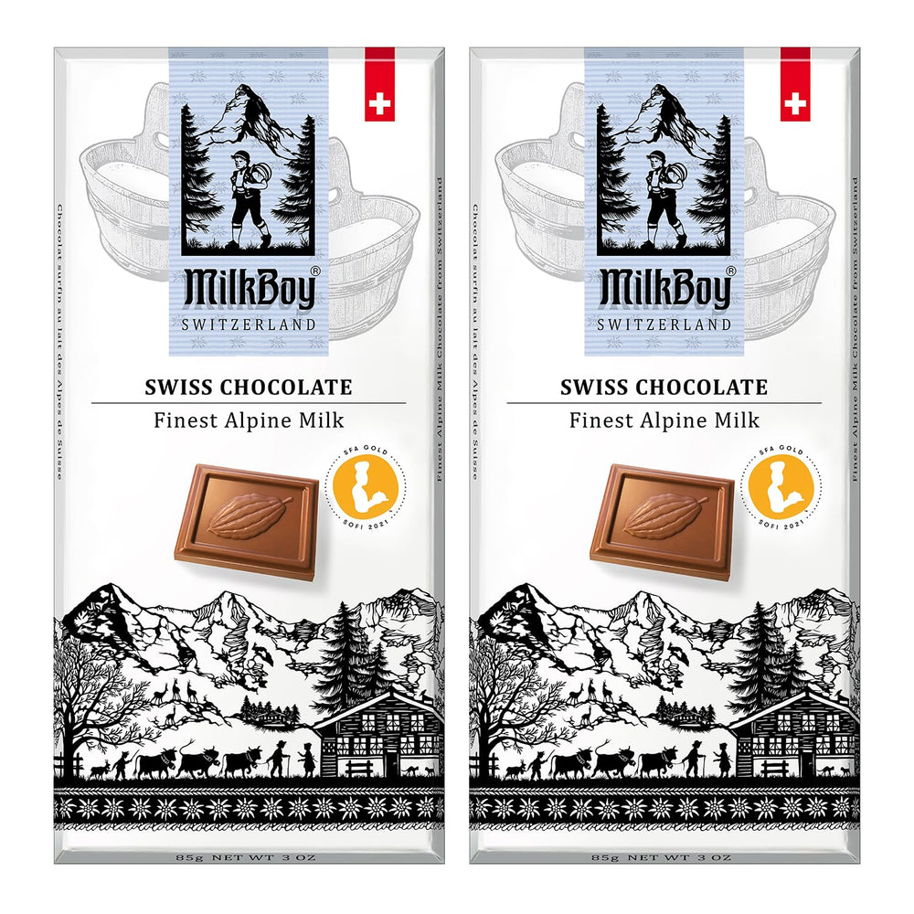 Milkboy Swiss Chocolates bar with creamy milk texture for a silky melt.