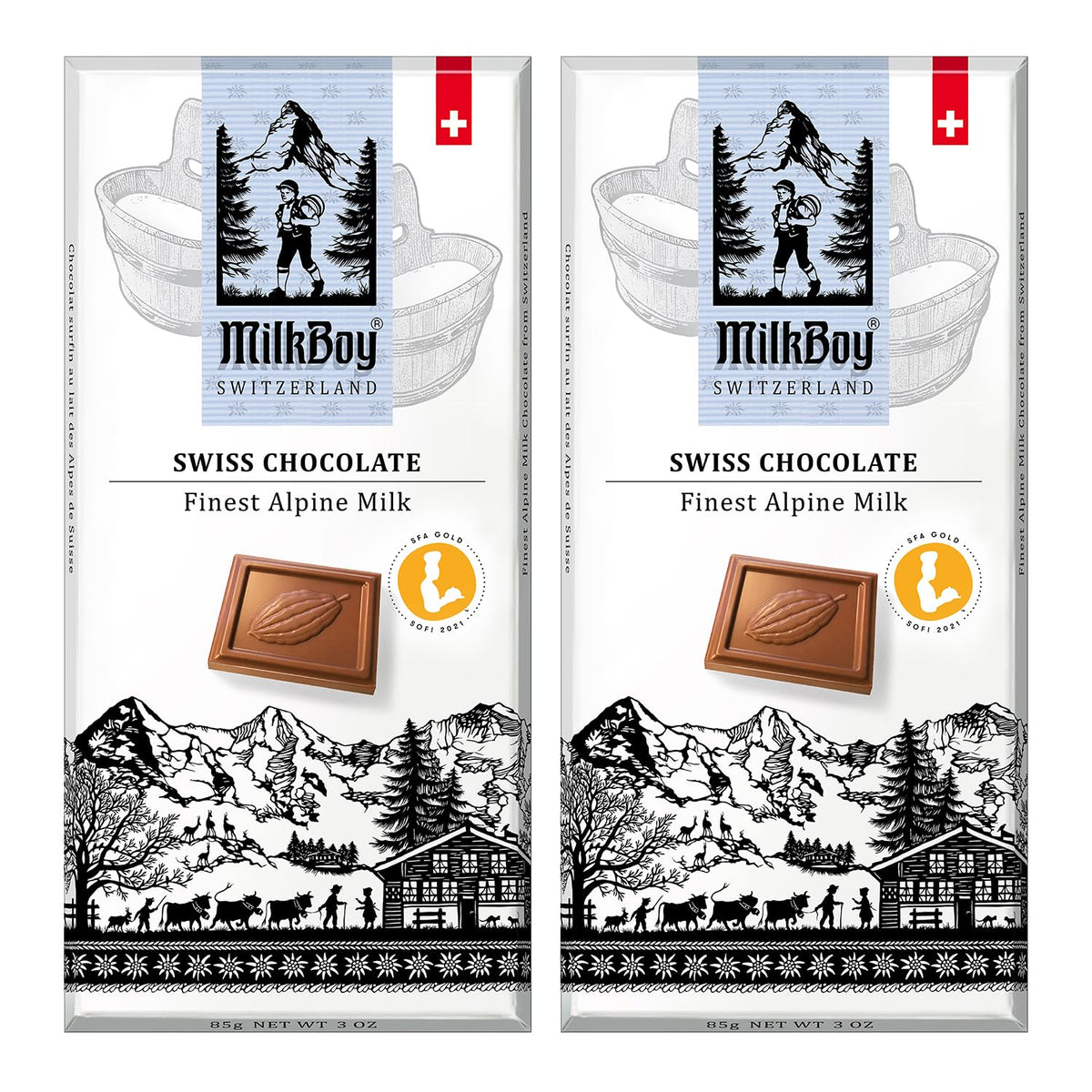 Milkboy Swiss Chocolates bar with creamy milk texture for a silky melt.