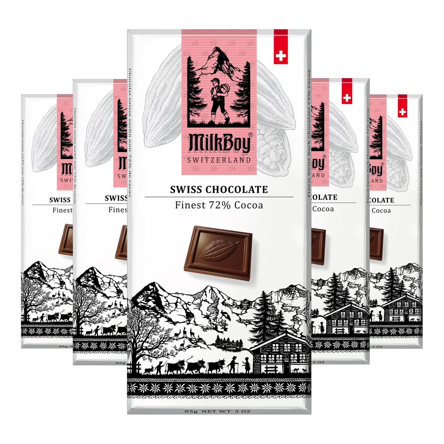 MilkBoy Swiss Chocolates dark chocolate bar 72% cocoa for intense flavor