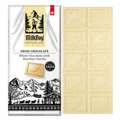 MilkBoy White Chocolate Bourbon Vanilla bar showcases rich flavor for a gourmet treat.