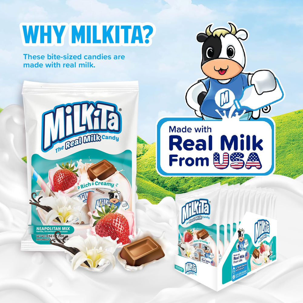 Milkita Creamy Milk Candy Strawberry close-up, fruity nostalgia for sharing moments.
