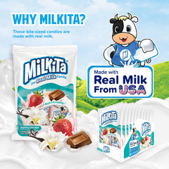 Milkita Creamy Milk Candy Strawberry close-up, fruity nostalgia for sharing moments.