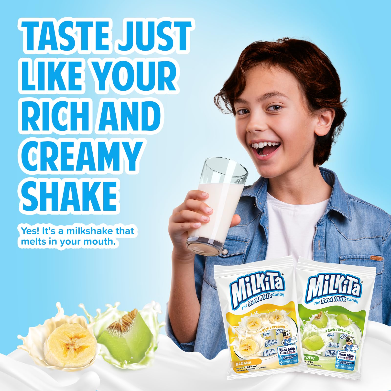 Gluten-free, low-sugar Milkita candy close-up highlight