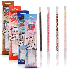 Milky Sip chocolate-straw close-up infuses rich chocolate into milk for kids