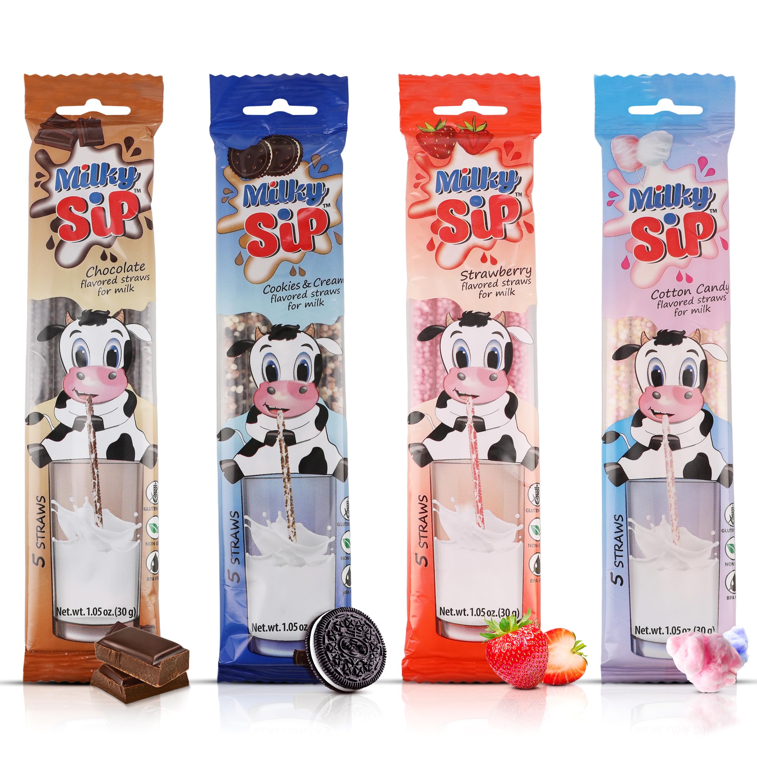 Milky Sip flavored straw in milk glass boosts family milk time