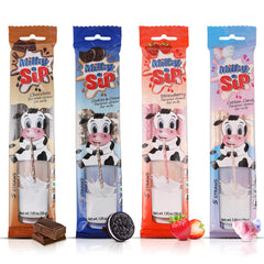 Milky Sip flavored straw in milk glass boosts family milk time