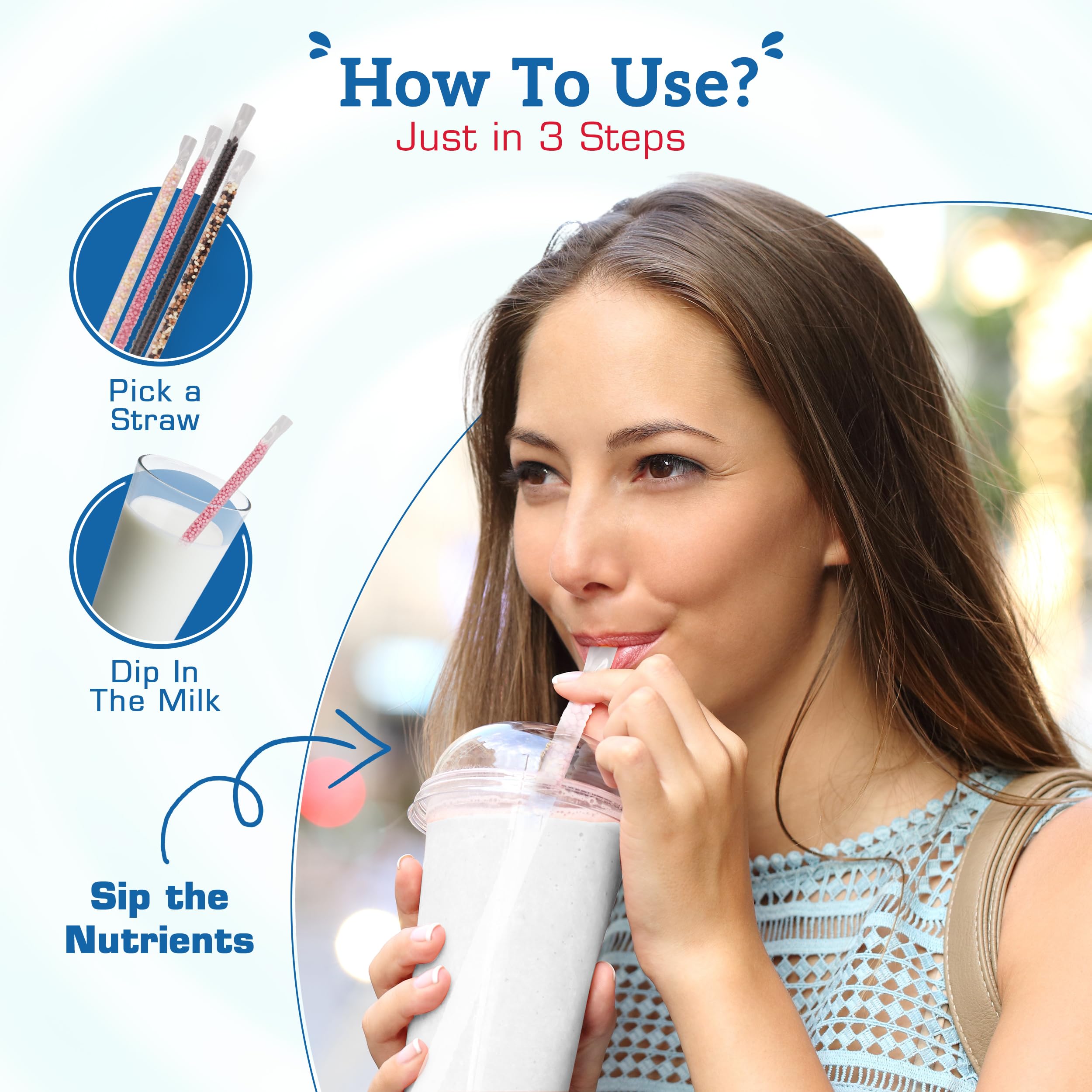 Milky Sip flavor straw in serving glass makes milk time more appealing for busy families