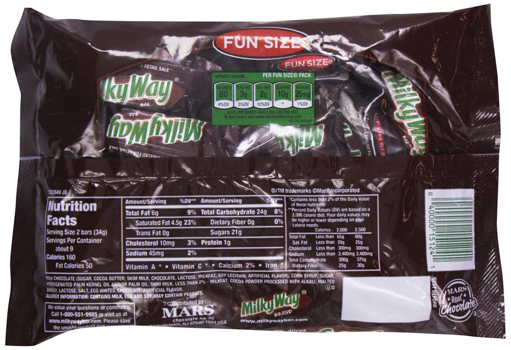 Milky Way Fun Size bar being enjoyed as a quick school-day treat.