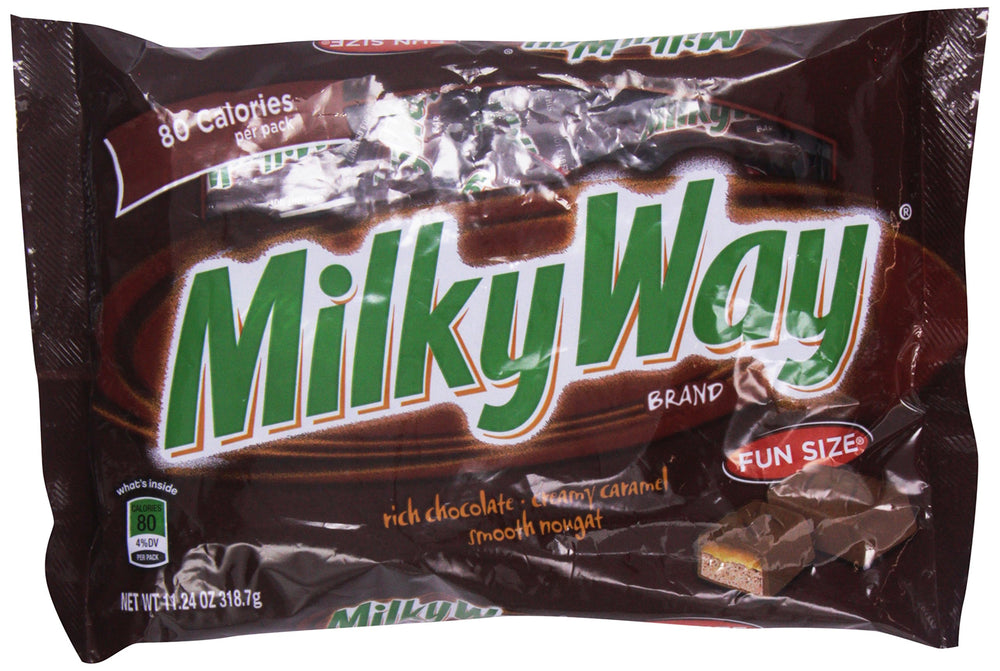 Milky Way Fun Size Snacks pack front highlights convenient sharing on the go.