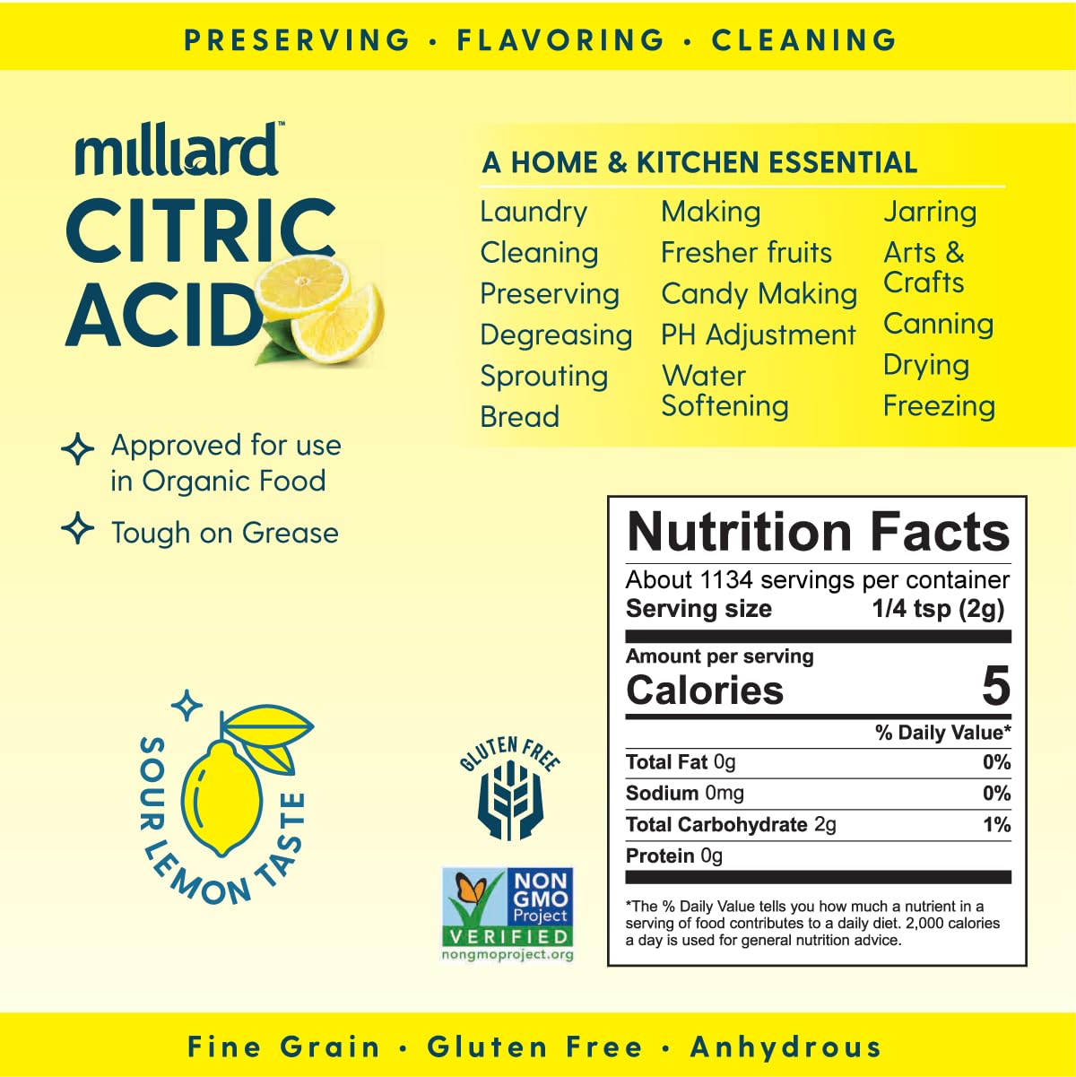 Milliard Citric Acid used as the main fizz ingredient in bath bombs