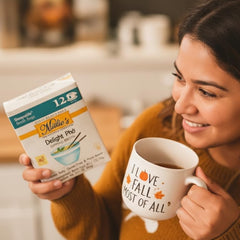 Millie's Sipping Broth packaging open reveals powder you can mix for plant-based stock.