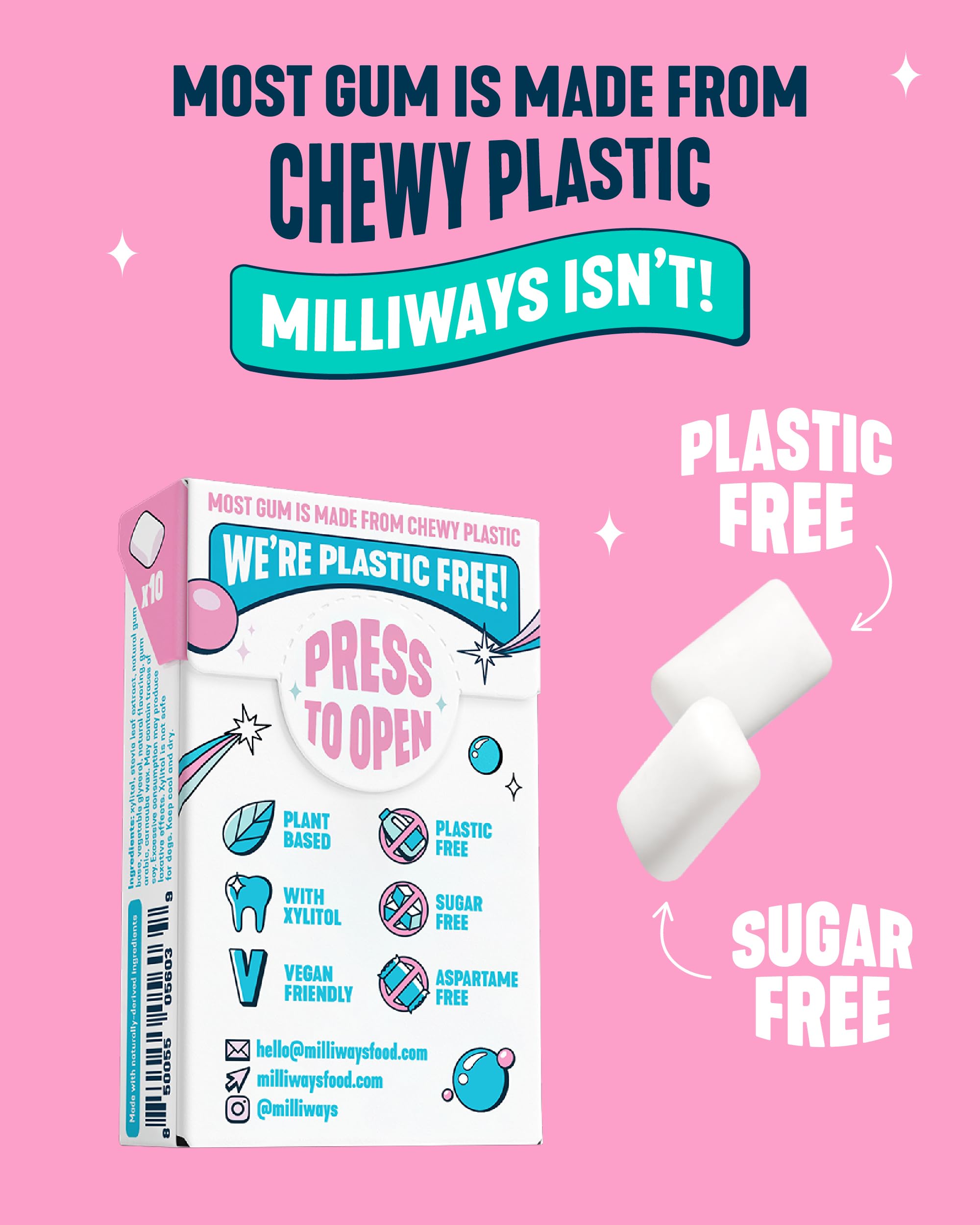 Milliways Bubblemint gum piece ready for a refreshing, long-lasting chew.