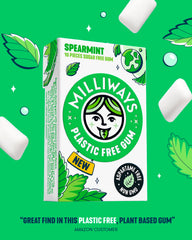 Milliways Spearmint Gum bars closeup highlights natural flavor and plant base.