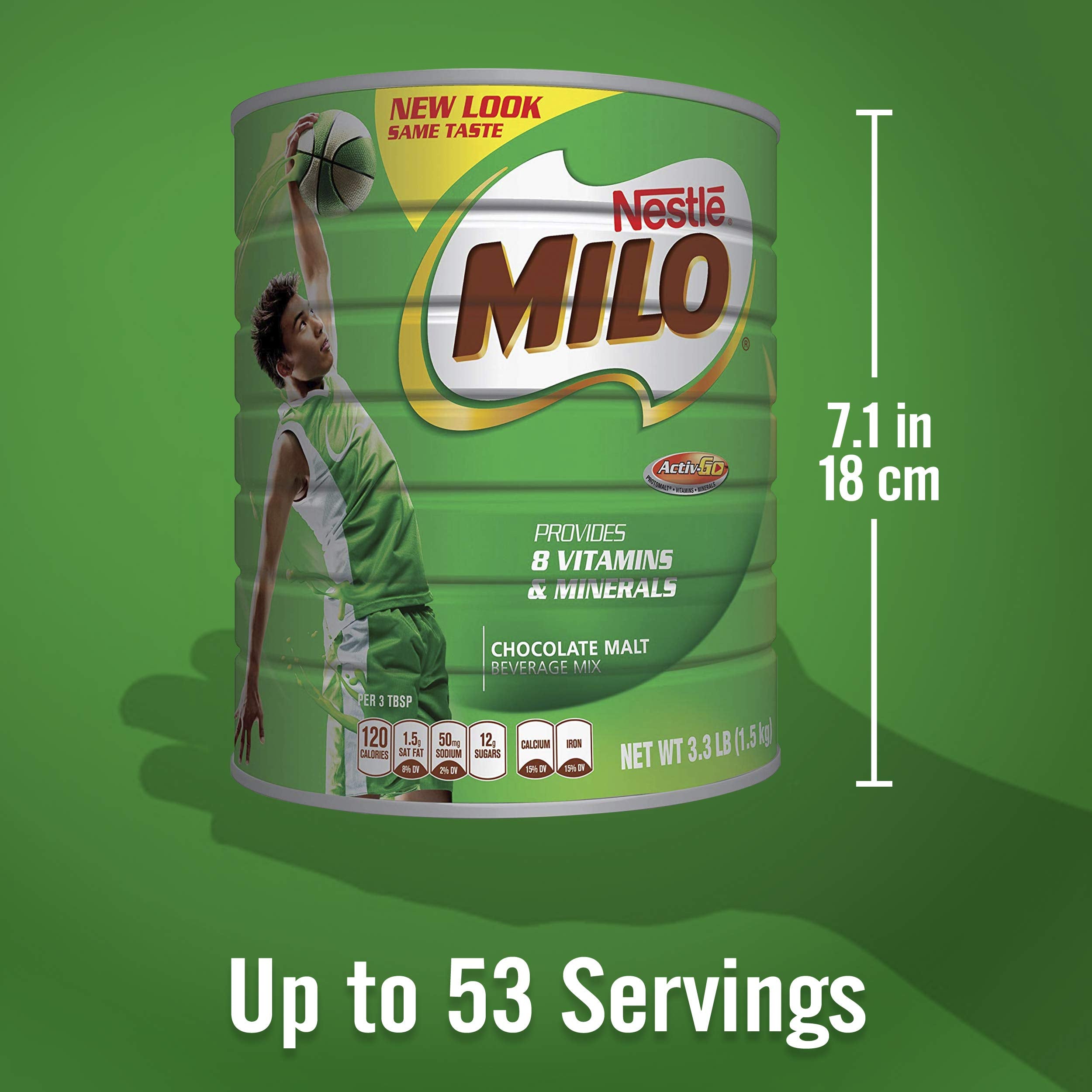 Nutrition facts highlight iron, calcium, and vitamins in MILO