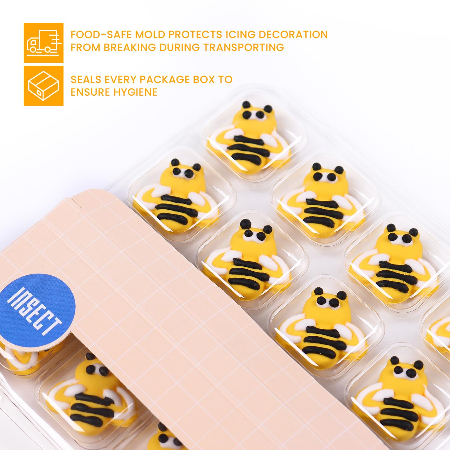 Milovin bee cake toppers 1inch close-up ideal for high-impact cake decorating.