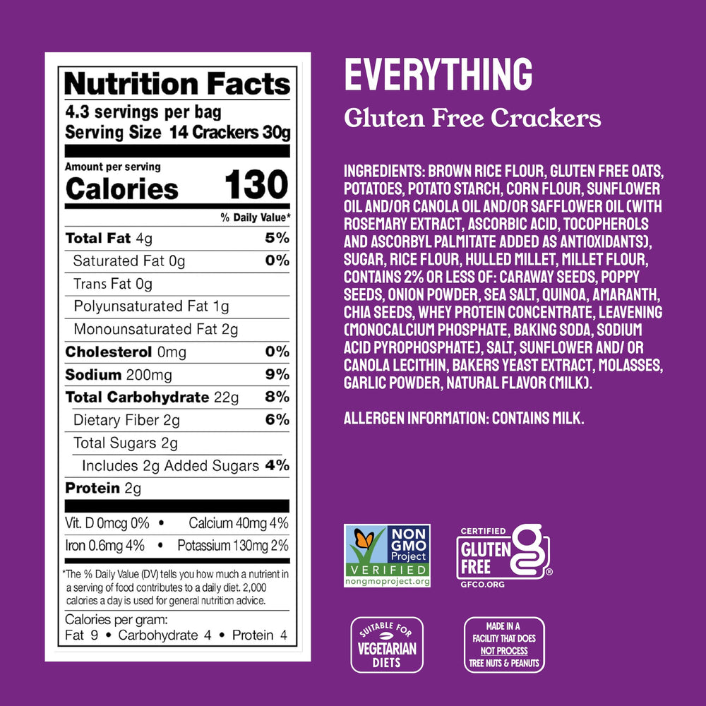 Milton's gluten-free crackers resealable bag keeps freshness bite after bite