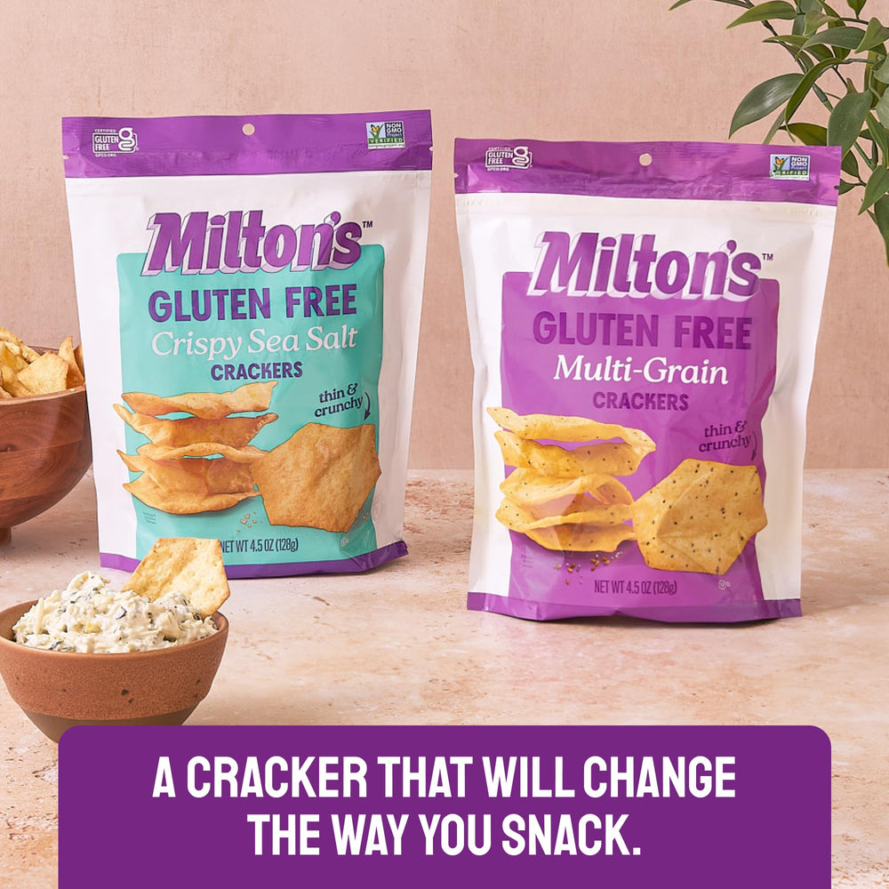 Milton's gluten-free crackers feature whole grains in every bite for satisfying crunch