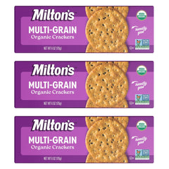 Milton's Craft Bakers multi-grain crackers on a charcuterie board, pairs beautifully with cheeses and spreads.