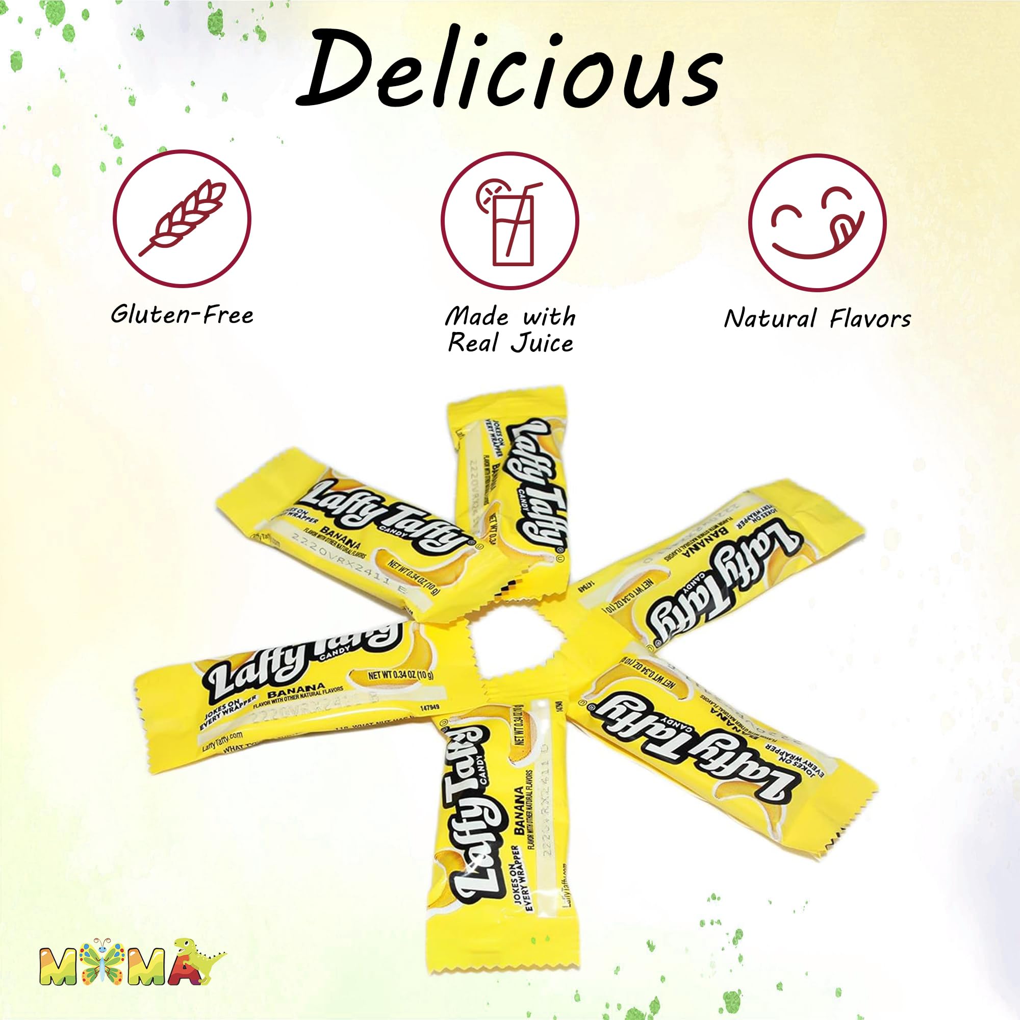 MIMA MIMA taffy banana flavor close-up evokes tropical sweetness.