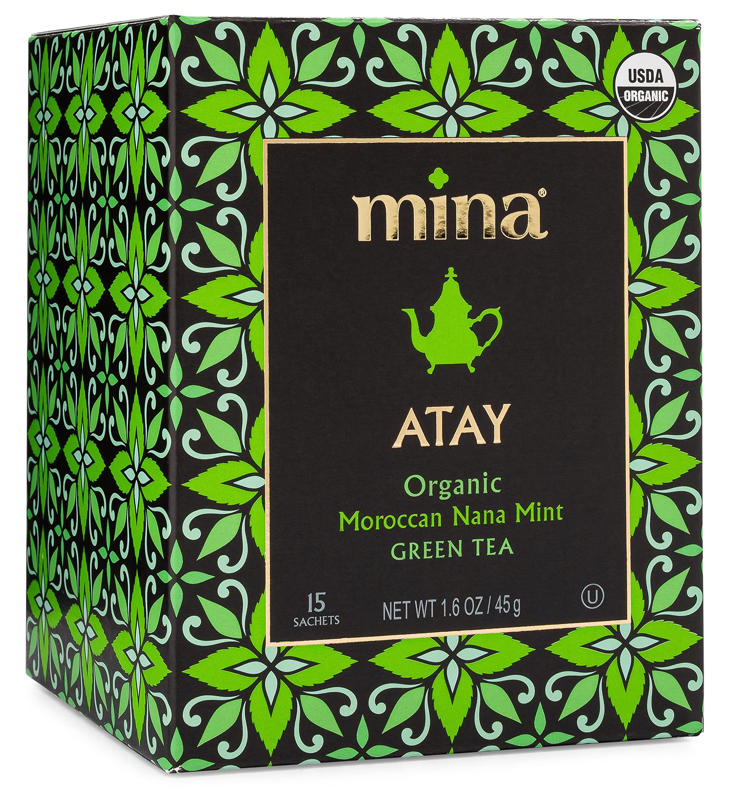 Mina Atay Moroccan Nana Mint tea packaging for a convenient daily ritual.
