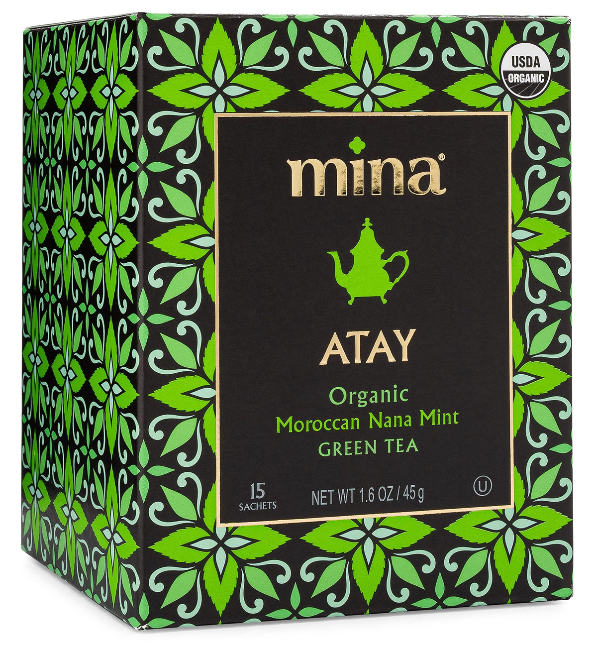 Mina Atay Moroccan Nana Mint tea packaging for a convenient daily ritual.