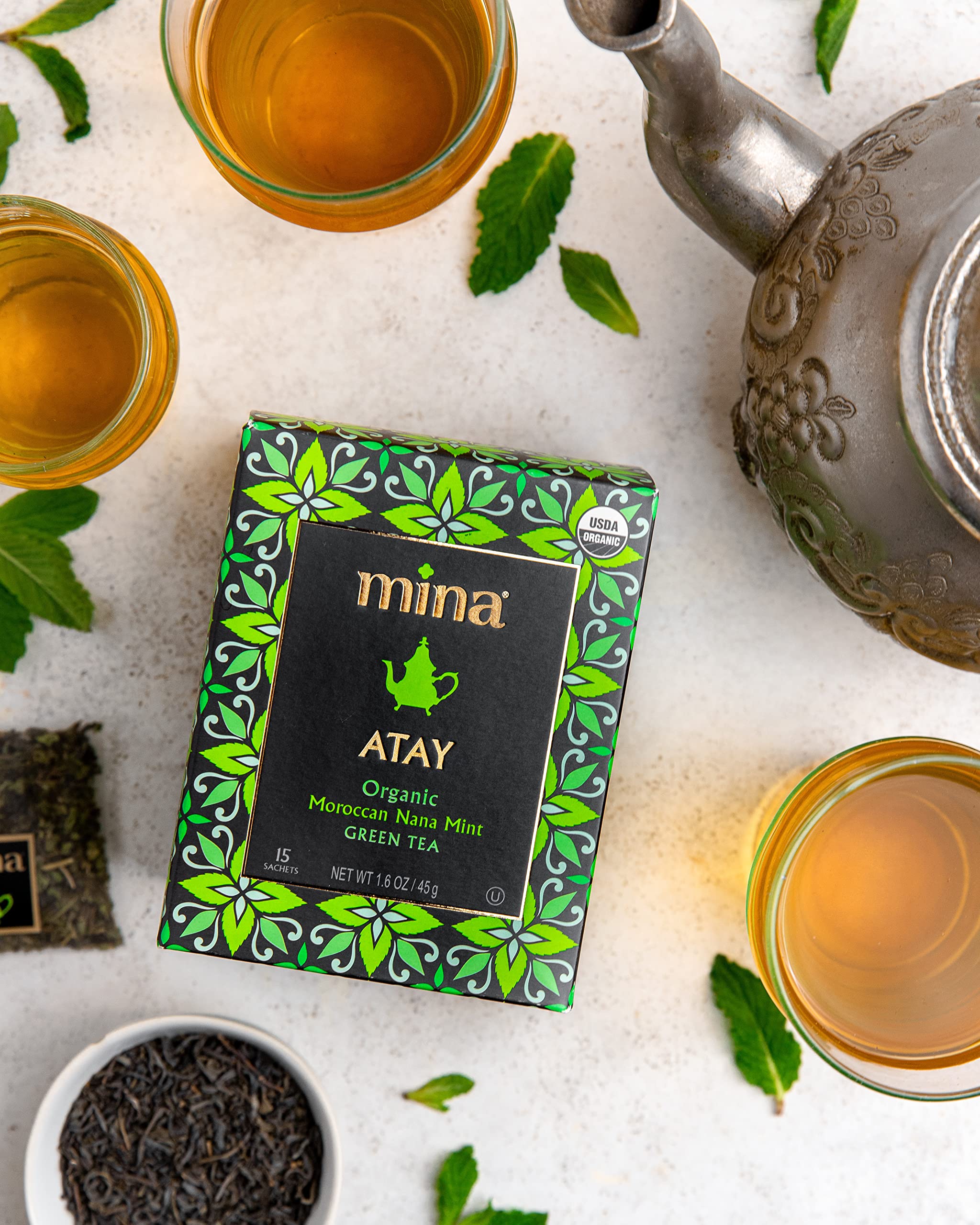 Mina Atay gift set featuring Moroccan Nana Mint tea.