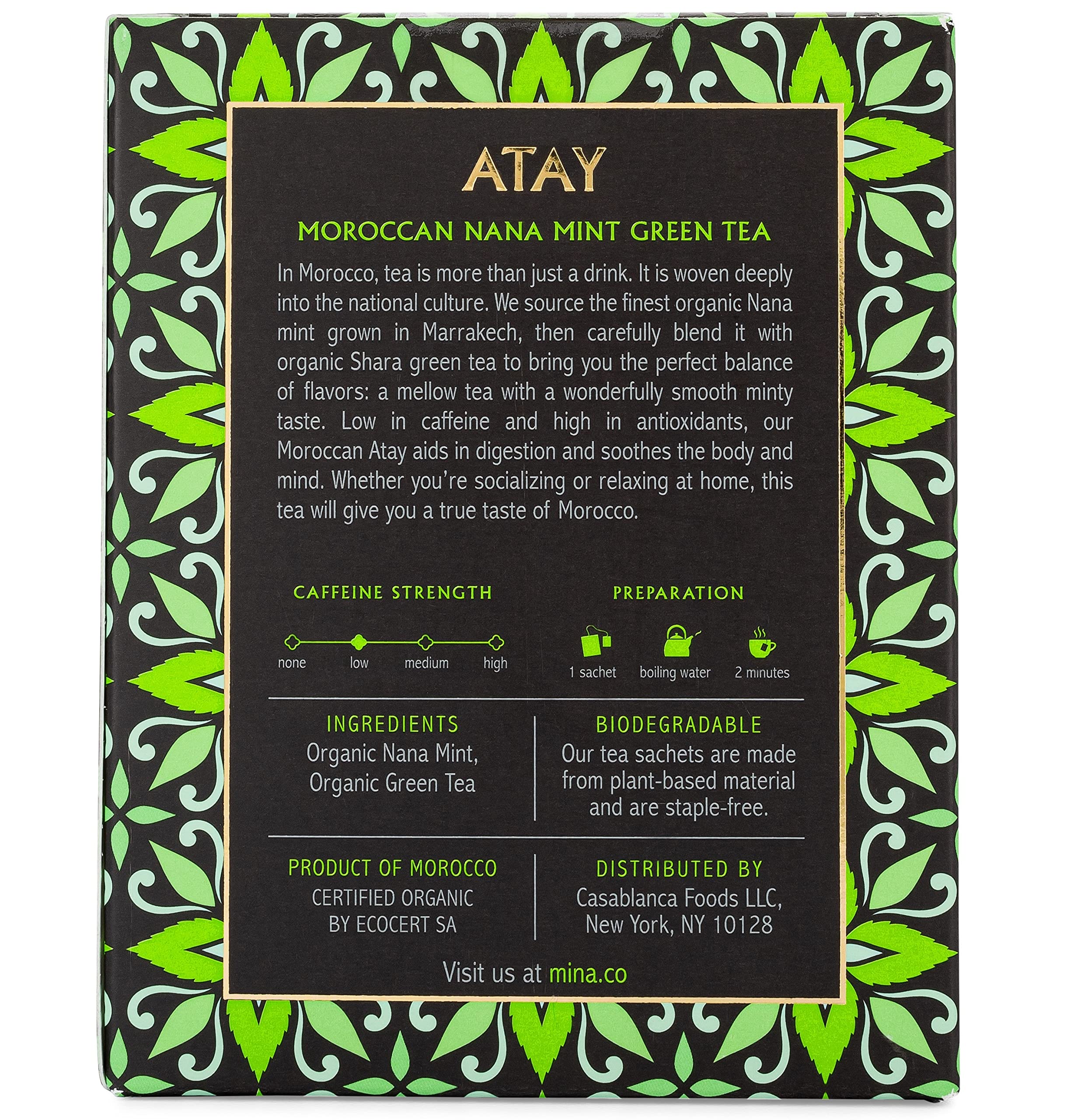 Mina Atay Nana Mint leaves close-up highlighting fresh aroma.